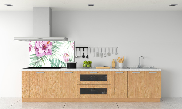 Rivestimento parete cucina con motivo di fiori hawaiani