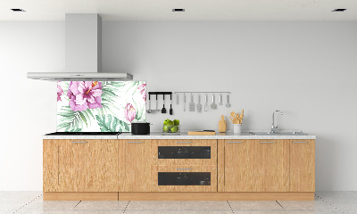 Rivestimento parete cucina con motivo di fiori hawaiani