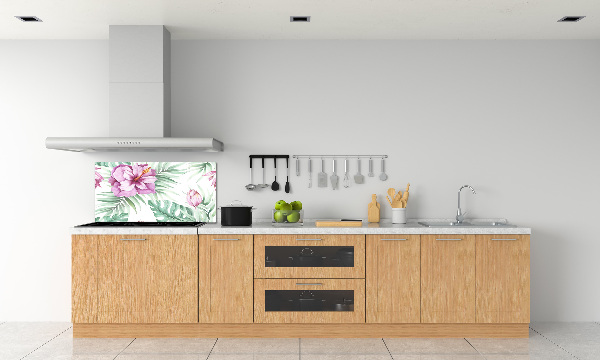 Rivestimento parete cucina con motivo di fiori hawaiani