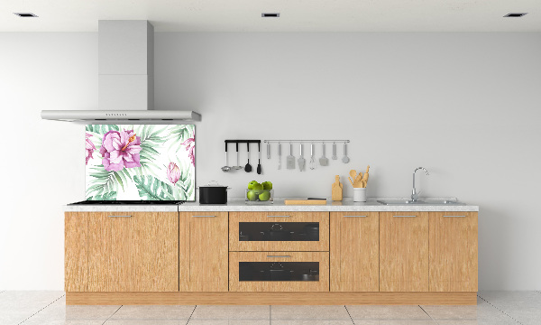 Rivestimento parete cucina con motivo di fiori hawaiani