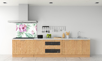 Rivestimento parete cucina con motivo di fiori hawaiani