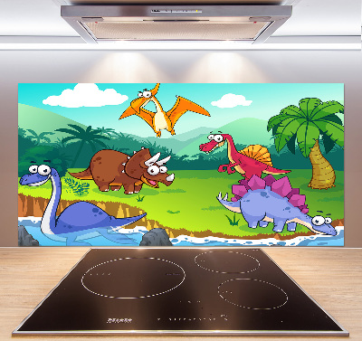 Rivestimento parete cucina con motivo di dinosauri