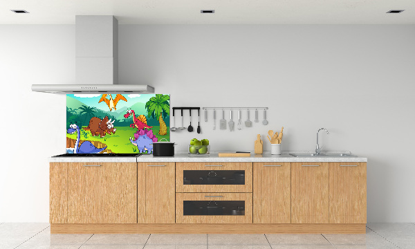 Rivestimento parete cucina con motivo di dinosauri
