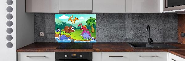 Rivestimento parete cucina con motivo di dinosauri