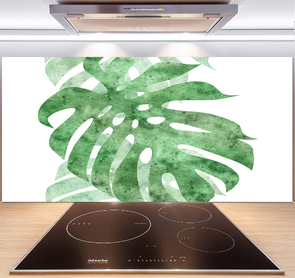 Rivestimento parete cucina con motivo Monstera