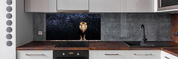 Rivestimento parete cucina con motivo di leone e stelle