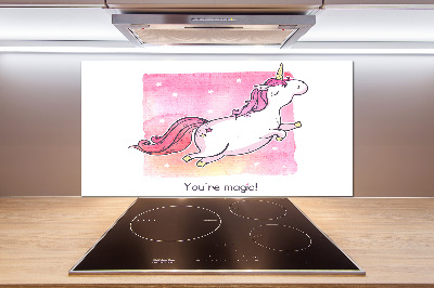 Pannello retrocucina con motivo unicorno rosa