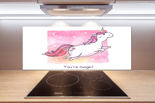 Pannello retrocucina con motivo unicorno rosa