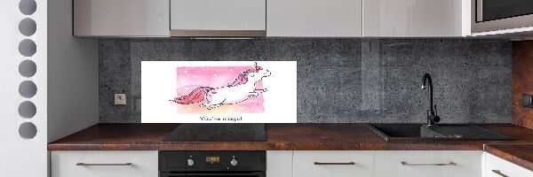 Pannello retrocucina con motivo unicorno rosa