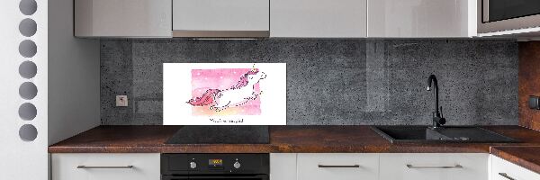 Pannello retrocucina con motivo unicorno rosa