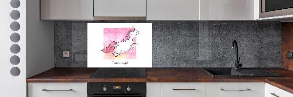 Pannello retrocucina con motivo unicorno rosa