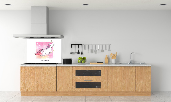 Pannello retrocucina con motivo unicorno rosa