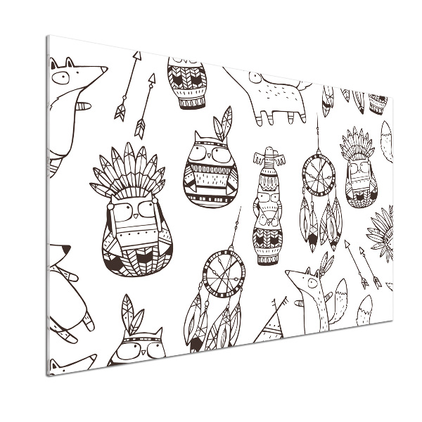 Pannello paraschizzi cucina con stampa a motivo di gufi indiani