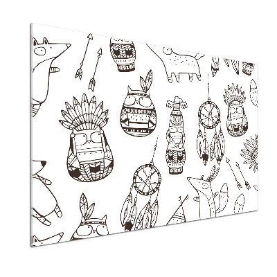 Pannello paraschizzi cucina con stampa a motivo di gufi indiani