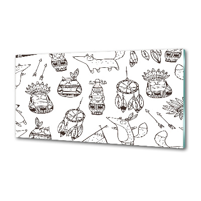 Pannello paraschizzi cucina con stampa a motivo di gufi indiani