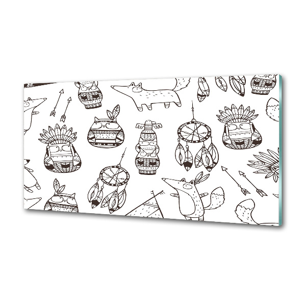 Pannello paraschizzi cucina con stampa a motivo di gufi indiani