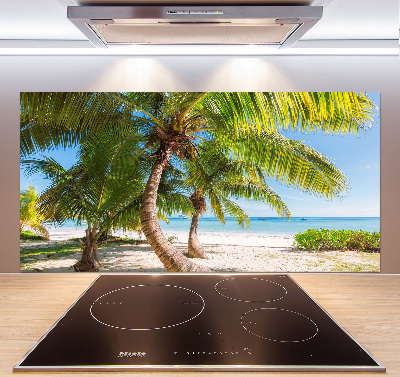 Rivestimento parete cucina con motivo spiaggia tropicale