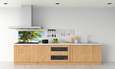 Rivestimento parete cucina con motivo spiaggia tropicale