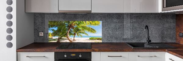 Rivestimento parete cucina con motivo spiaggia tropicale