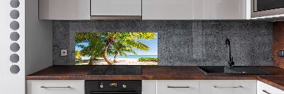 Rivestimento parete cucina con motivo spiaggia tropicale