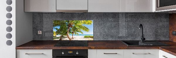 Rivestimento parete cucina con motivo spiaggia tropicale