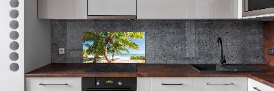 Rivestimento parete cucina con motivo spiaggia tropicale