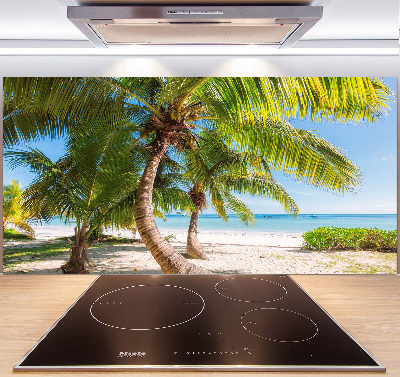 Rivestimento parete cucina con motivo spiaggia tropicale