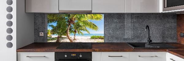 Rivestimento parete cucina con motivo spiaggia tropicale