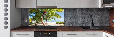 Rivestimento parete cucina con motivo spiaggia tropicale
