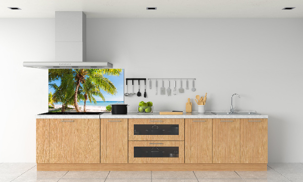 Rivestimento parete cucina con motivo spiaggia tropicale