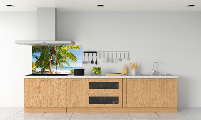 Rivestimento parete cucina con motivo spiaggia tropicale
