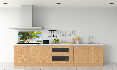 Rivestimento parete cucina con motivo spiaggia tropicale
