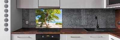 Rivestimento parete cucina con motivo spiaggia tropicale