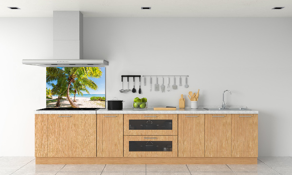 Rivestimento parete cucina con motivo spiaggia tropicale