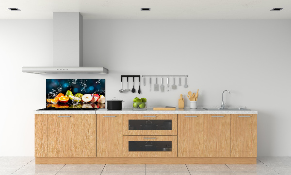 Pannello paraschizzi cucina con motivo di frutta e gocce d'acqua