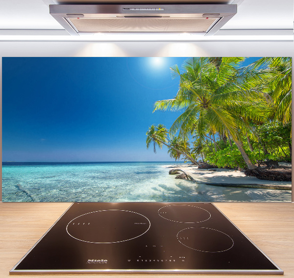 Pannello retrocucina con stampa 'Spiaggia delle Maldive'
