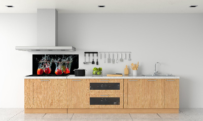 Rivestimento parete cucina con motivo fragole sott'acqua