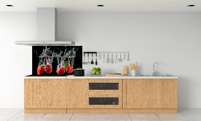 Rivestimento parete cucina con motivo fragole sott'acqua
