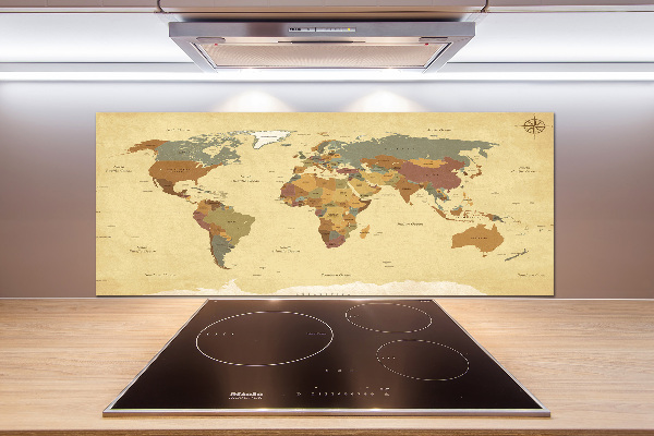 Rivestimento parete cucina con stampa a mappa politica