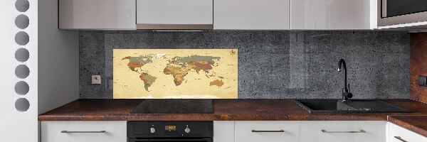 Rivestimento parete cucina con stampa a mappa politica