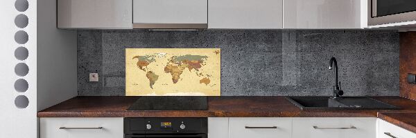 Rivestimento parete cucina con stampa a mappa politica