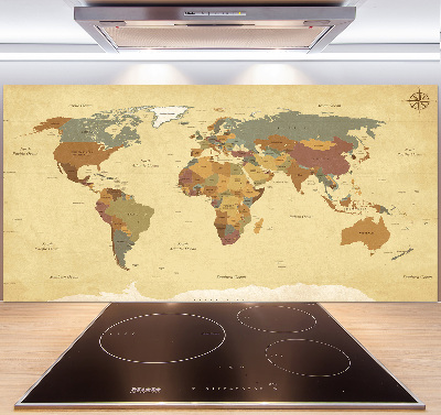 Rivestimento parete cucina con stampa a mappa politica