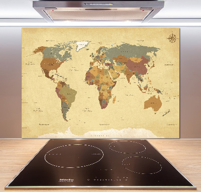 Rivestimento parete cucina con stampa a mappa politica