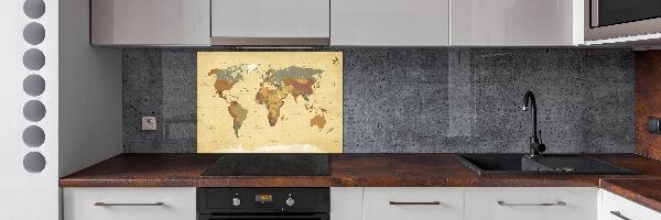 Rivestimento parete cucina con stampa a mappa politica