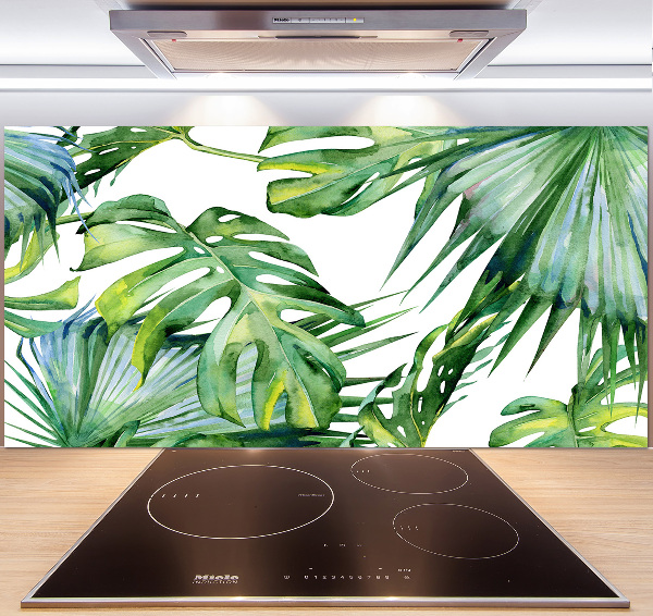 Pannello paraschizzi cucina con motivo di foglie tropicali