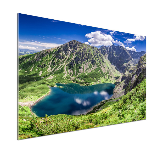 Rivestimento parete cucina con motivo Lago Nero e Monti Tatra