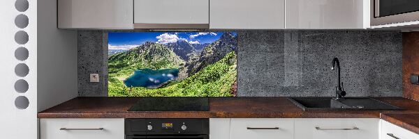 Rivestimento parete cucina con motivo Lago Nero e Monti Tatra