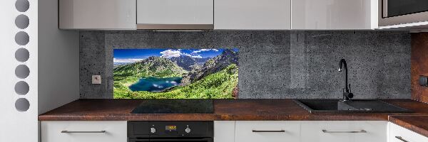 Rivestimento parete cucina con motivo Lago Nero e Monti Tatra