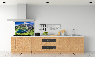 Rivestimento parete cucina con motivo Lago Nero e Monti Tatra