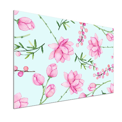 Rivestimento parete cucina con motivo di fiori e bacche